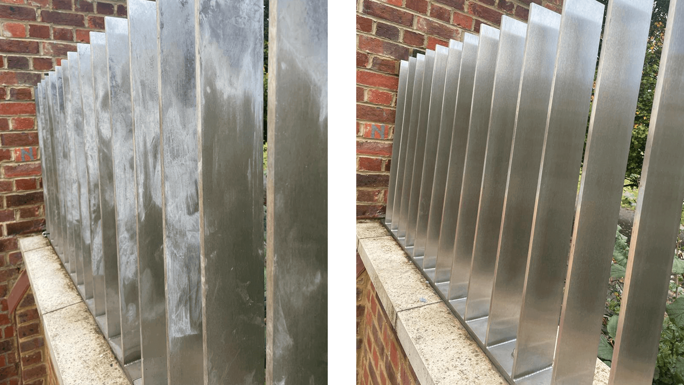 Intensive clean to stainless steel railings