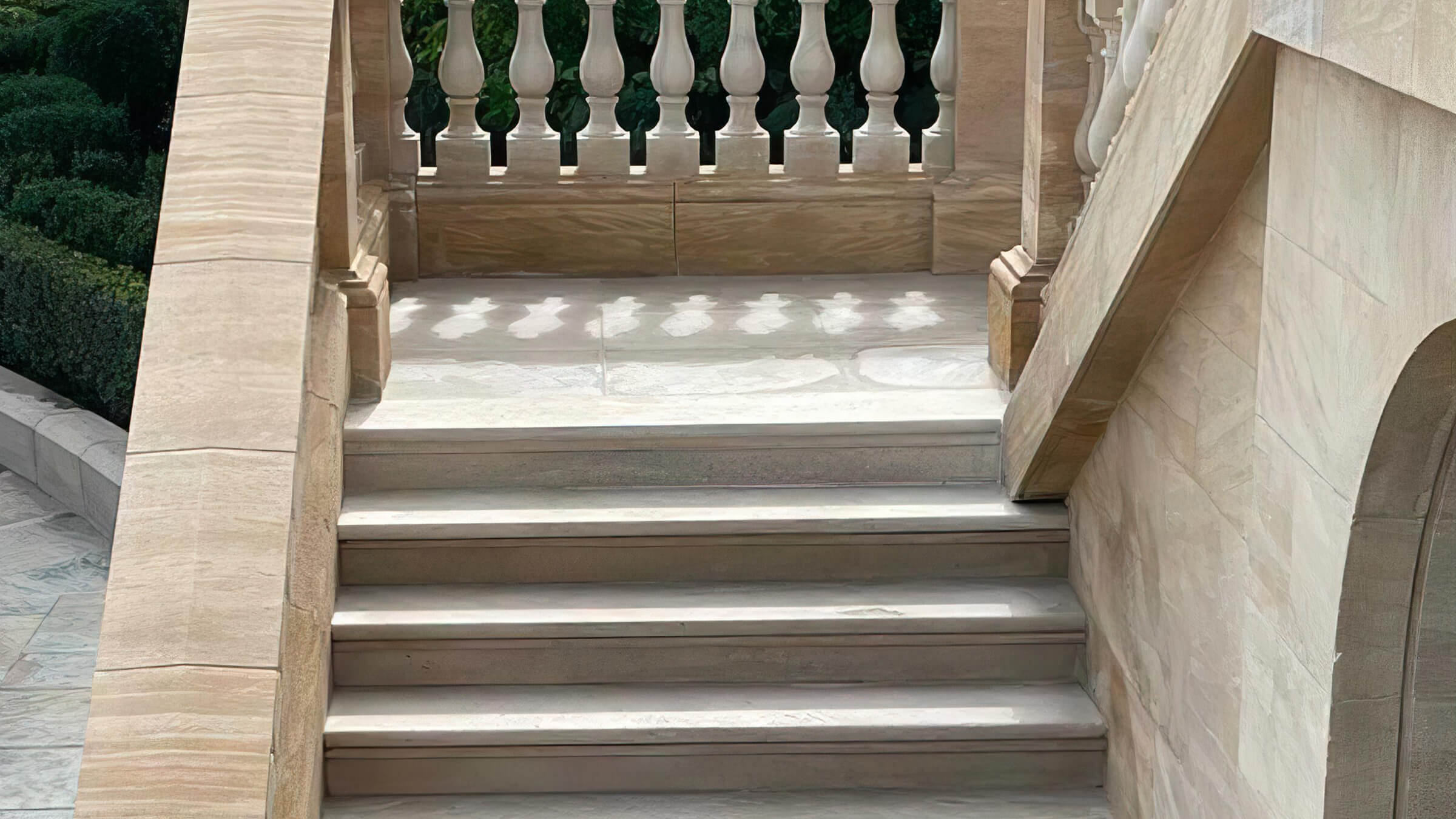 External entrance staircase to the Langley Hotel